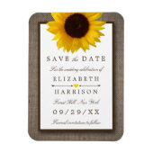 Magnet Flexible Tournesol Rustique Sur Burlap Enregistrer La Date (Vertical)