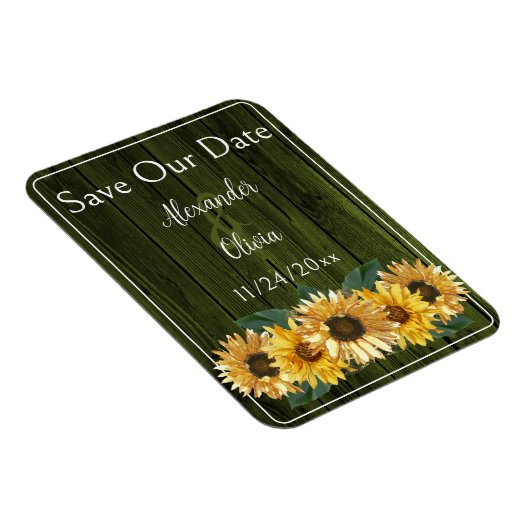 Magnet Flexible Tournesol Vert Rustique Sauver l'aimant Date (Côté Droit)