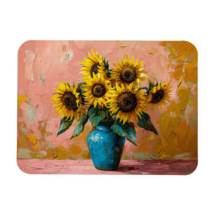Magnet Flexible Tournesols impressionnistes dans un vase bleu