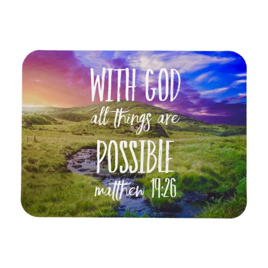 Magnet Flexible Tout est possible Bible Verse Écriture (Horizontal)