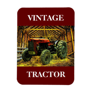 Magnet Flexible Tracteur rouge antique Grange rustique
