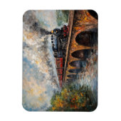 Magnet Flexible Train à vapeur sur un pont - Peinture à l'huile (Vertical)