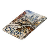 Magnet Flexible Train de la Chicago El dans la neige d'hiver (Côté Gauche)