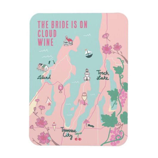 Magnet Flexible Traverse City Cloud Wine Bachelorette (Vertical)