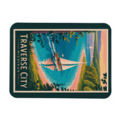 Magnet Flexible Traverse City Michigan Illustration Travel Art (Horizontal)