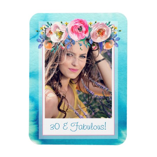 Magnet Flexible Trente et fabuleux Modèle photo Floral Bleu (Vertical)