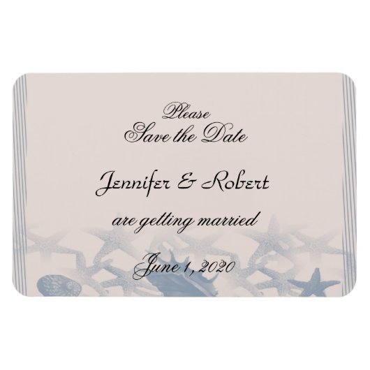 Magnet Flexible Trésor de la mer Mariage Enregistrer la date (Horizontal)