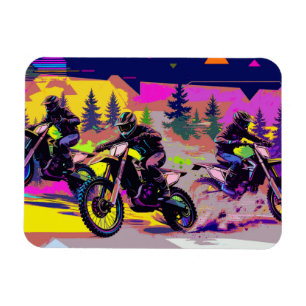 Magnet Flexible Trio de coureurs de motocross - Motocyclistes tout