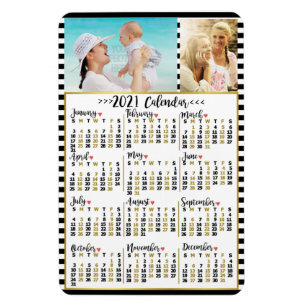 Magnet Flexible Tripes du calendrier mensuel de 2021   Photos pers