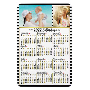Magnet Flexible Tripes du calendrier mensuel de 2022   Photos pers