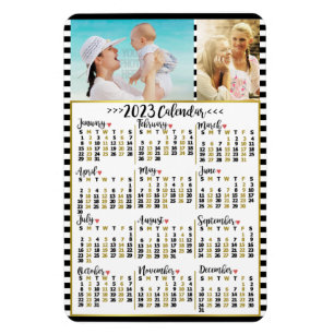 Magnet Flexible Tripes du calendrier mensuel de 2023 Photos pers