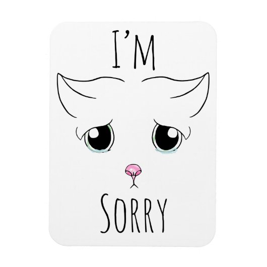 Magnet Flexible Triste visage de chat : Je suis désolé (Vertical)