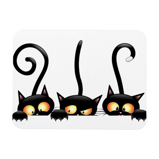 Magnet Flexible Trois Curieux Chats Noirs (Horizontal)