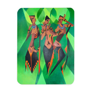Magnet Flexible Trois Femmes Noires Traditionnelles Ethniques Dans