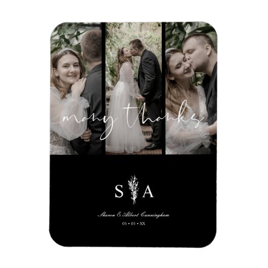 Magnet Flexible Trois Mariages Photo Collage Beaucoup Merci Citati (Vertical)
