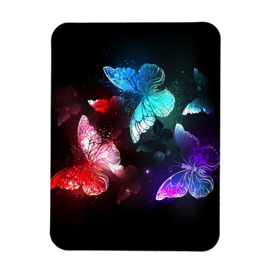 Magnet Flexible Trois papillons lumineux sur fond de nuit (Vertical)