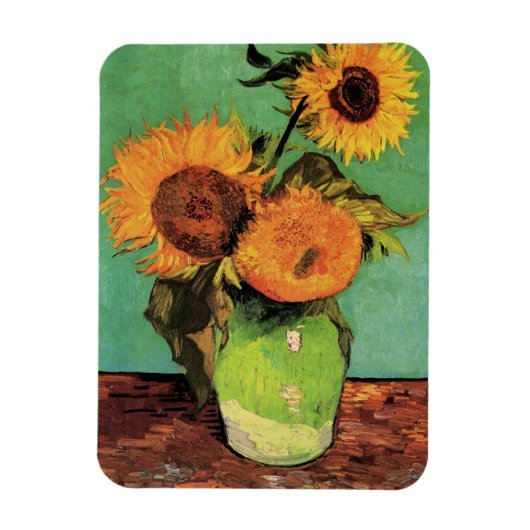 Magnet Flexible Trois tournesols dans un vase par Vincent van Gogh (Vertical)