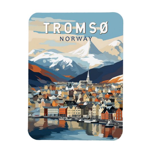 Magnet Flexible Tromso Norvège Travel Art Vintage (Vertical)