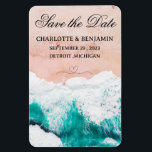 Magnet Flexible Tropical Beach Destination Wedding Enregistrer la<br><div class="desc">Tropical Beach Destination Wedding Save the Date Magnet est un design unique parfait pour vos invités pour le thème mariage comme la plage, destination, été, Hawaii ou tropical.Il comprend plage, vagues de mer, sable photo & modèle pour le texte. Veuillez cliquer sur le bouton Personnaliser pour le customiser avec votre...</div>