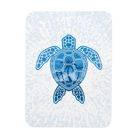 Magnet Flexible Tropical Island Sea Turtle Design en bleu (Vertical)