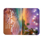 Magnet Flexible Tropical Sunset Beach QR Code Enregistrer La Date (Horizontal)