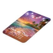 Magnet Flexible Tropical Sunset Beach QR Code Enregistrer La Date (Côté Gauche)
