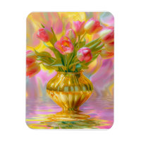 Tulipes roses vibrantes dans le Vase d'or