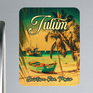 Magnet Flexible Tulum Mexico Palm Tree Vintage voyage Souvenir