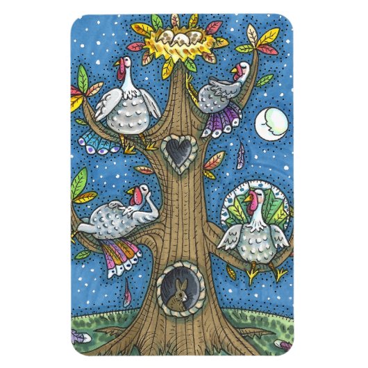 MAGNET FLEXIBLE TURKEY TREE, THANKSGIVING FUNNY GOBBLERS ROOSTING (Vertical)