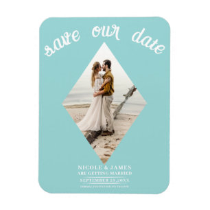 Magnet Flexible Turquoise Bleu Diamant Photo Mariage Étape de Sauv