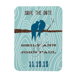 Magnet Flexible Turquoise Cute Kissing Inséparables assis dans un