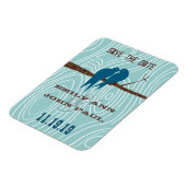 Magnet Flexible Turquoise Cute Kissing Inséparables assis dans un  (Côté Gauche)