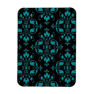 Magnet Flexible Turquoise élégant sur Damas noir