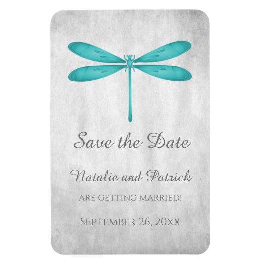 Magnet Flexible Turquoise libellule Enregistrer l'aimant de date (Vertical)