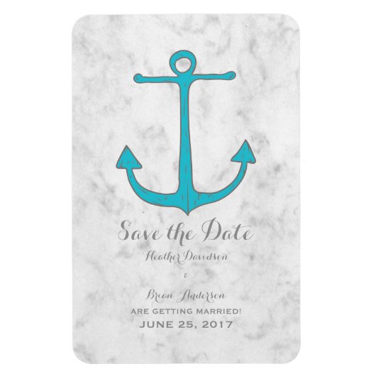 Magnet Flexible Turquoise Rustic Anchor Save the Date (Vertical)