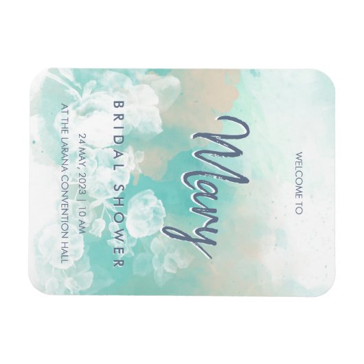Magnet Flexible Turquoise Script Moderne Douche nuptiale Invitatio (Horizontal)
