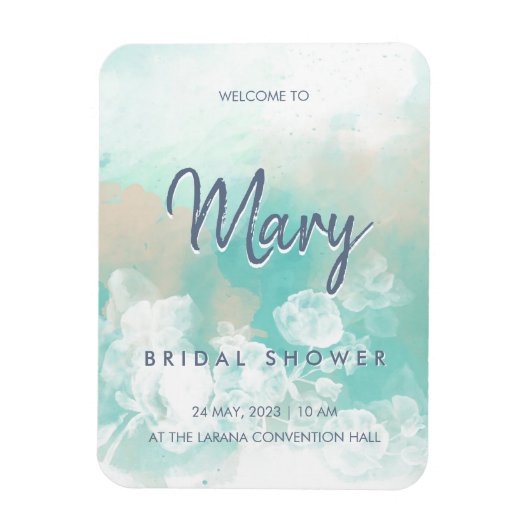 Magnet Flexible Turquoise Script Moderne Douche nuptiale Invitatio (Vertical)