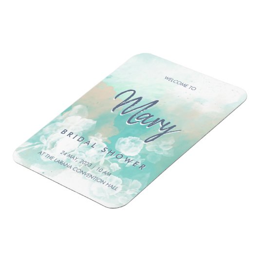Magnet Flexible Turquoise Script Moderne Douche nuptiale Invitatio (Côté Gauche)