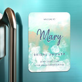 Magnet Flexible Turquoise Script Moderne Douche nuptiale Invitatio