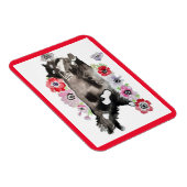 Magnet Flexible Tuxedo Chat Cute Jolie Fleurs Chats Aquarelle (Côté Droit)