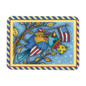 MAGNET FLEXIBLE TWEET DE COLOMBE DU QUATRE JUILLET BLEU, DRAPEAU A (Horizontal)