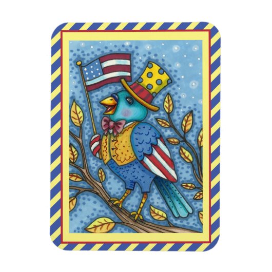 MAGNET FLEXIBLE TWEET DE COLOMBE DU QUATRE JUILLET BLEU, DRAPEAU A (Vertical)