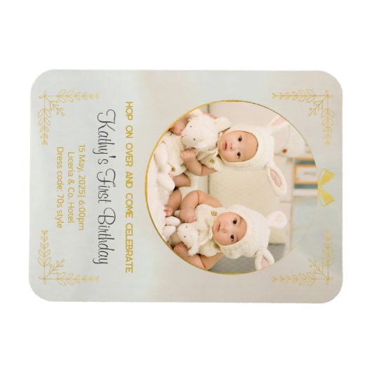 Magnet Flexible twins 1er anniversaire invitations (Horizontal)
