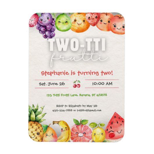 Magnet Flexible Twotti Frutti 2e Invitation d'anniversaire (Vertical)