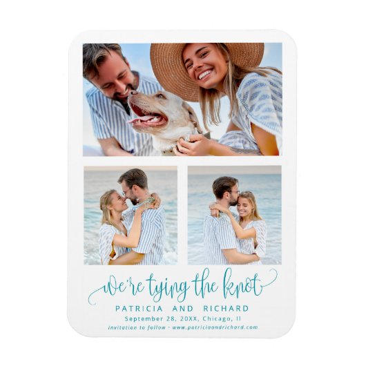 Magnet Flexible Tying The Knot Wedding Save The Date 3 Photo (Vertical)