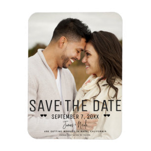 Magnet Flexible Type moderne noir Enregistrer la date Mariage phot