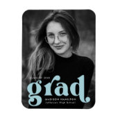 Magnet Flexible Typographie audacieuse Sky Blue Photo Graduation (Vertical)