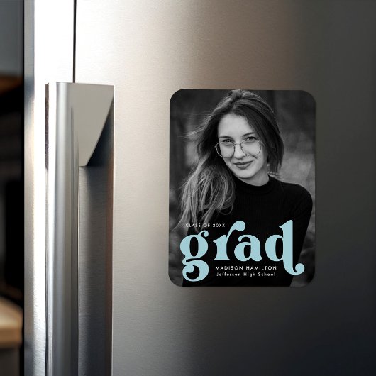 Magnet Flexible Typographie audacieuse Sky Blue Photo Graduation