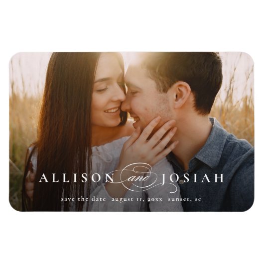 Magnet Flexible Typographie classique Mariage photo Enregistrer la (Horizontal)