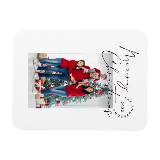Magnet Flexible Typographie de script moderne 1 photo Noël (Horizontal)